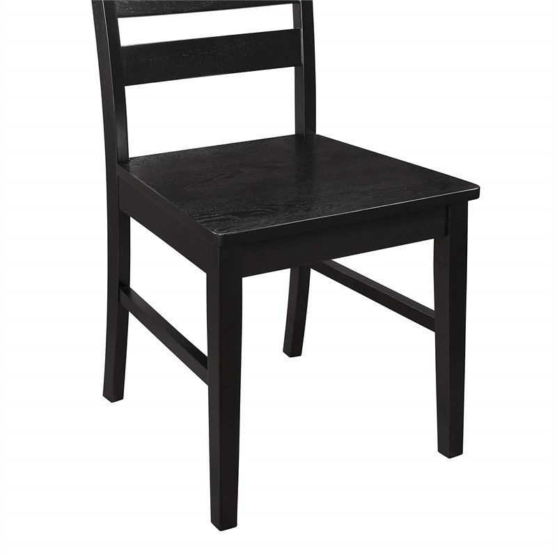 Pemberly Row Modern Wood Ladder Back Dining Chair in Black (Set of 2)