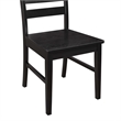 Pemberly Row Modern Wood Ladder Back Dining Chair in Black (Set of 2)