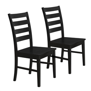 Pemberly Row Modern Wood Ladder Back Dining Chair in Black (Set of 2)