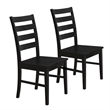 Pemberly Row Modern Wood Ladder Back Dining Chair in Black (Set of 2)
