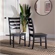 Pemberly Row Modern Wood Ladder Back Dining Chair in Black (Set of 2)
