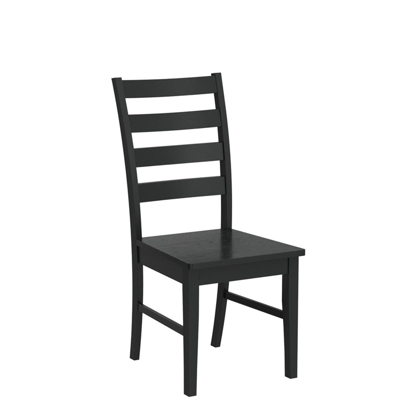 Pemberly Row Modern Wood Ladder Back Dining Chair in Black (Set of 2)