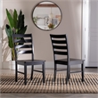 Pemberly Row Modern Wood Ladder Back Dining Chair in Black (Set of 2)