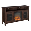 Pemberly Row Traditional Wood Fireplace Stand Console for TVs up to 58