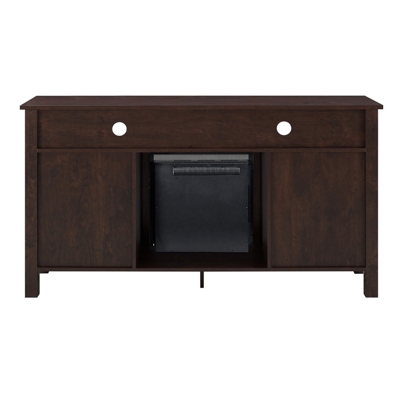 Pemberly Row Traditional Wood Fireplace Stand Console for TVs up to 58