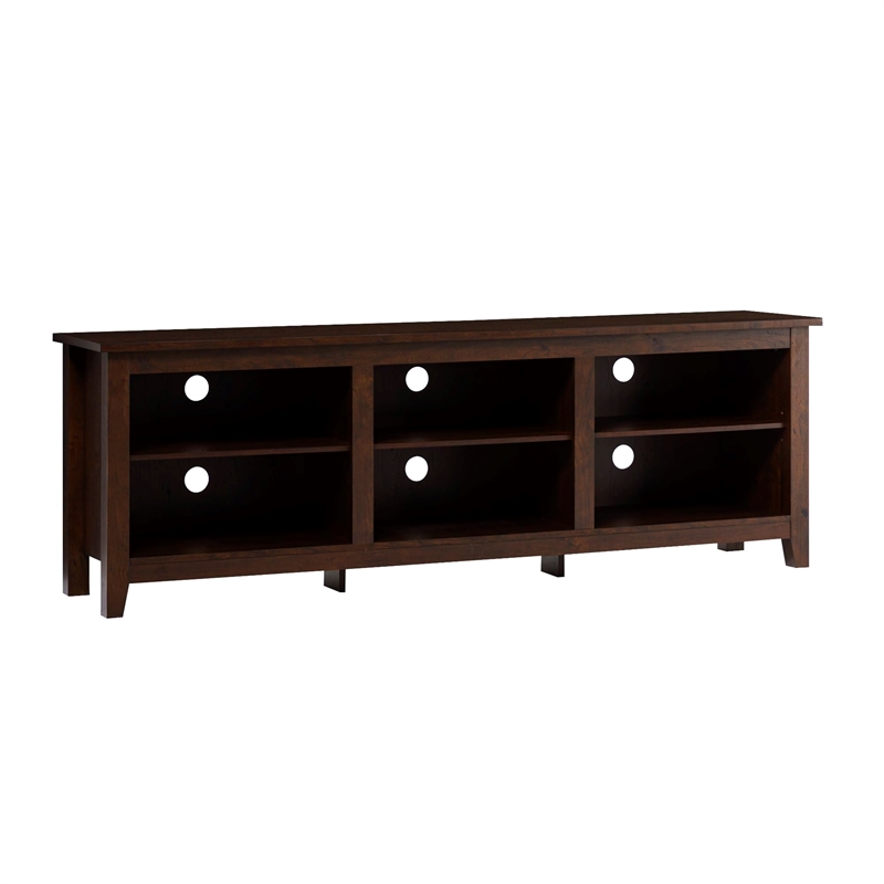 Pemberly Row Traditional Wood Stand Storage Console for TVs up to 70
