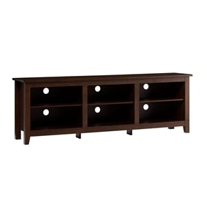 Pemberly Row Traditional Wood Stand Storage Console for TVs up to 70&quot in Brown