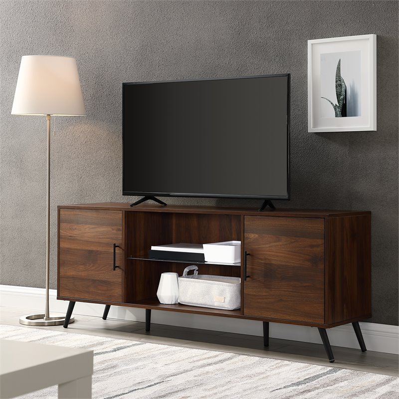 Pemberly Row Mid-Century 2-Door Wood TV Console for TVs up to 60