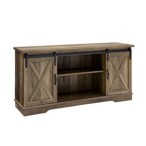 Pemberly Row 58&quot Sliding Door TV Console in Barnwood