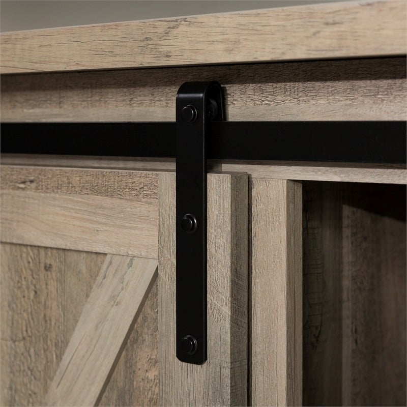 Pemberly Row Farmhouse Wood Sliding Door TV Console for TVs up to 58