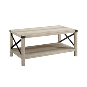 Pemberly Row 40&quot Coffee Table in White Oak and Bronze