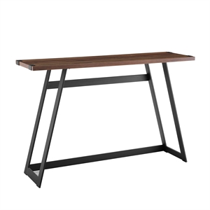 Pemberly Row 46&quot Metal Entry Table in Dark Walnut
