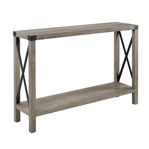 Pemberly Row 46&quot Metal Entry Table in Gray Wash