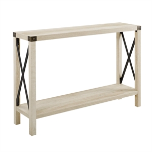 Pemberly Row 46&quot Metal Entry Table in White Oak