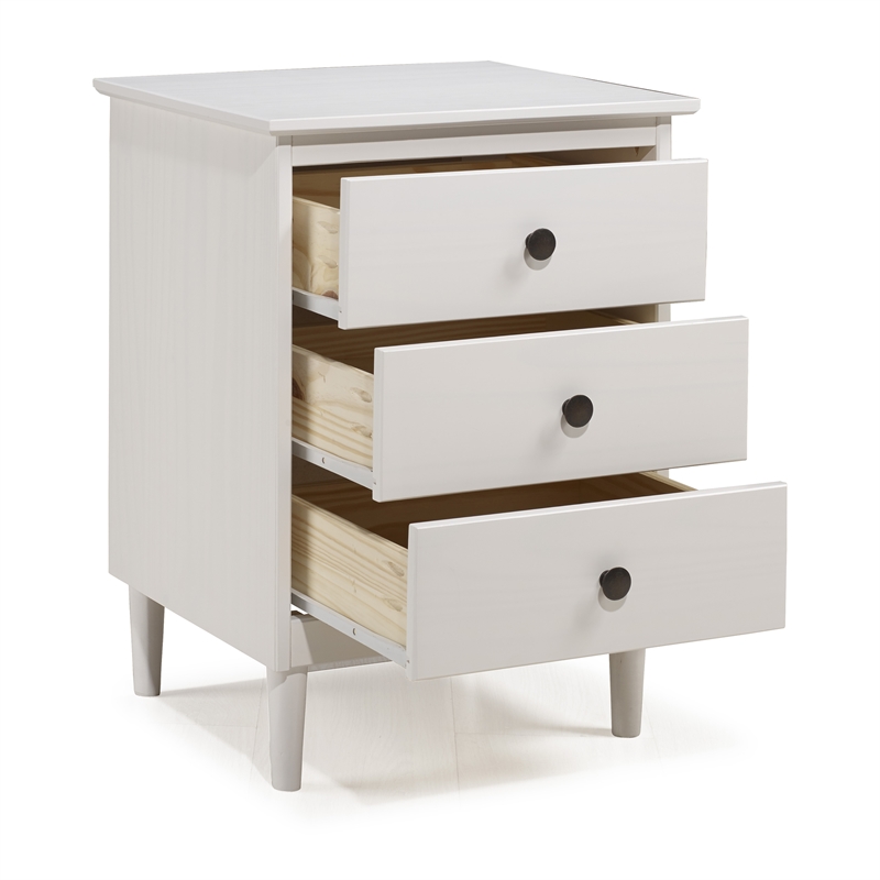 Pemberly Row 3 Drawer Nightstand in White