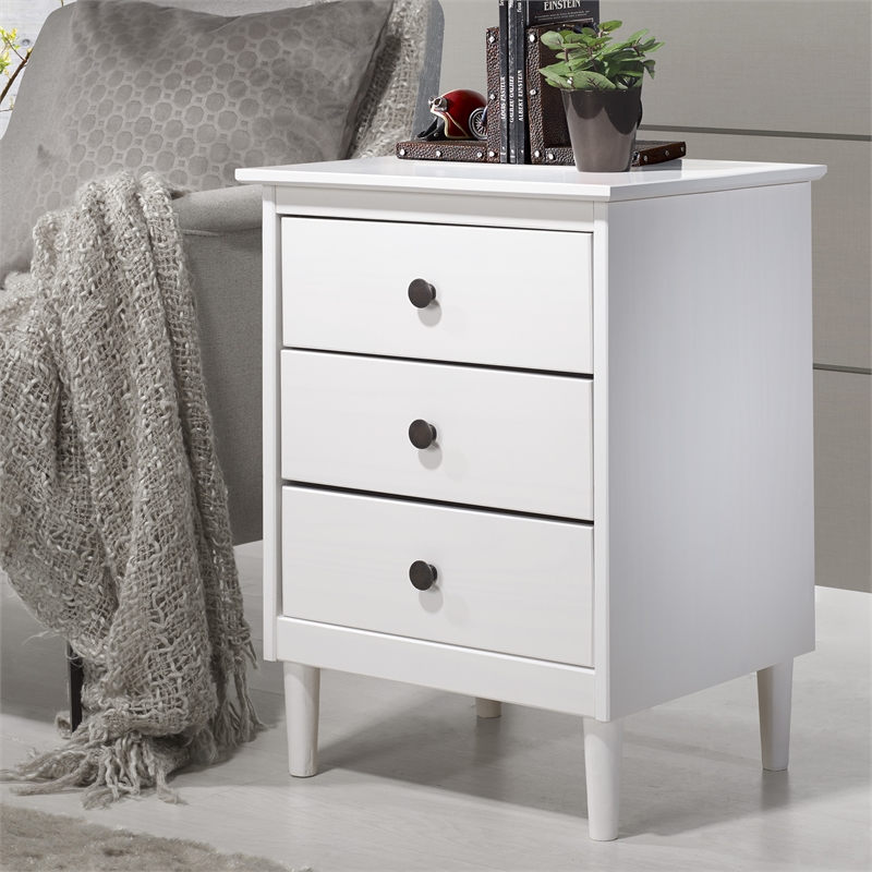 Pemberly Row 3 Drawer Nightstand in White