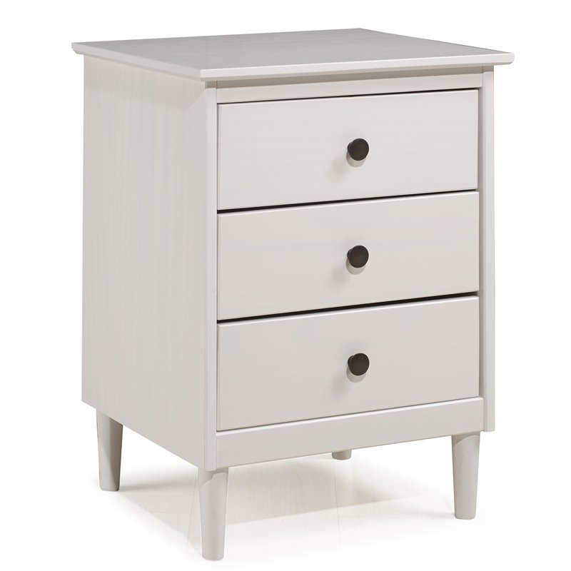 Pemberly Row Limerence White and Chrome Nightstand with Two Drawers
