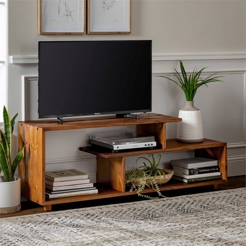 Pemberly Row Rustic Wood TV Stand Console for TVs up to 60