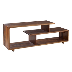 Pemberly Row Rustic Wood TV Stand Console for TVs up to 60&quot in Amber Orange