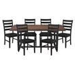 Pemberly Row 7-Piece Solid Pine Wood Dining Set in Mahogany and Black
