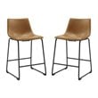 Pemberly Row 24.5'' Contemporary Faux Leather Counter Stool in Brown (Set of 2)