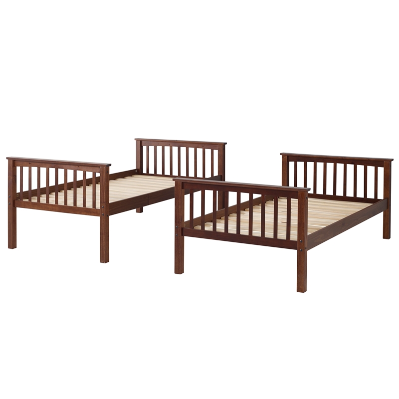 Pemberly Row Twin Over Twin Bunk Bed in Walnut