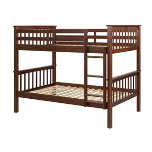 Pemberly Row Twin Over Twin Bunk Bed in Walnut