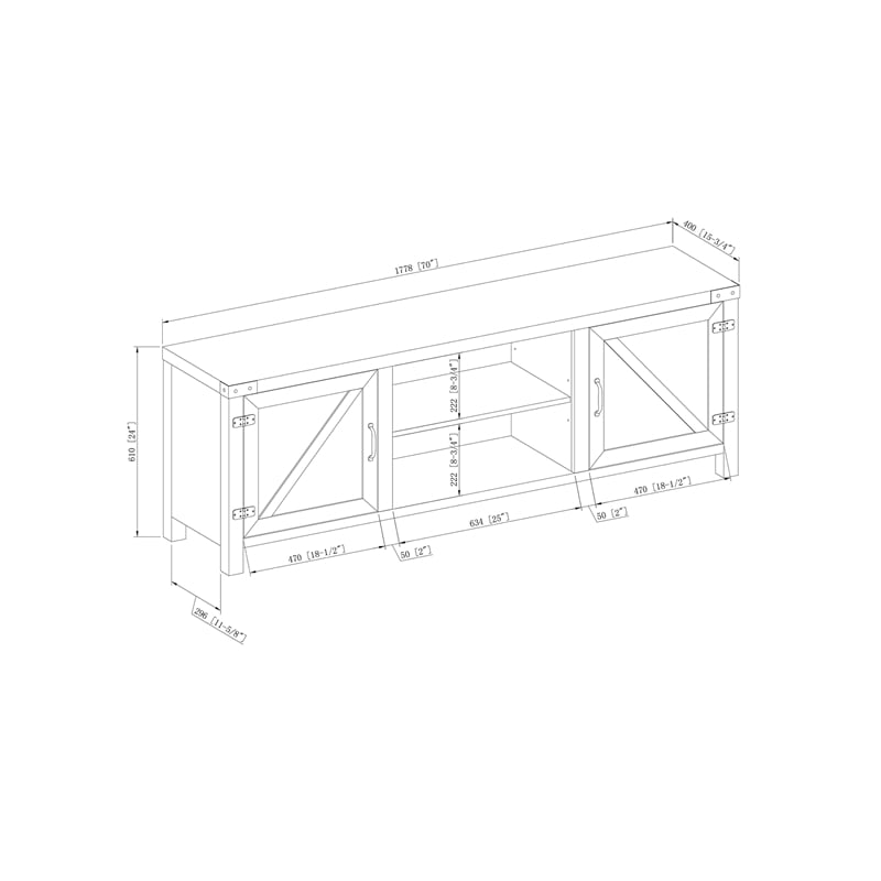 Pemberly Row Modern Wood Barn Door TV Stand for TVs up to 70
