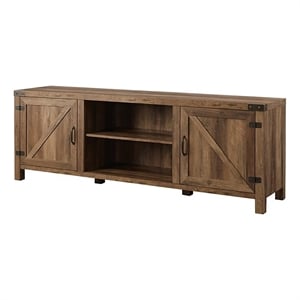 Pemberly Row Modern Wood Barn Door TV Stand for TVs up to 70&quot in Rustic Oak