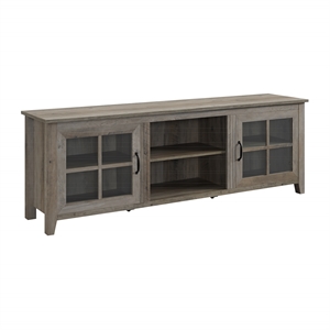 Pemberly Row 70&quot TV Stand with Glass Door in Gray Wash