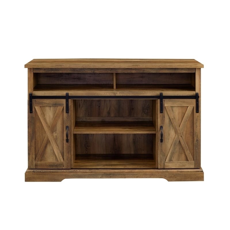 Pemberly Row Wood Sliding Highboy TV Stand for TVs up to 58