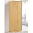 Pemberly Row 4-Door and 4-Shelf Contemporary Wood Kitchen Pantry in Beige