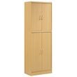 Pemberly Row 4-Door and 4-Shelf Contemporary Wood Kitchen Pantry in Beige