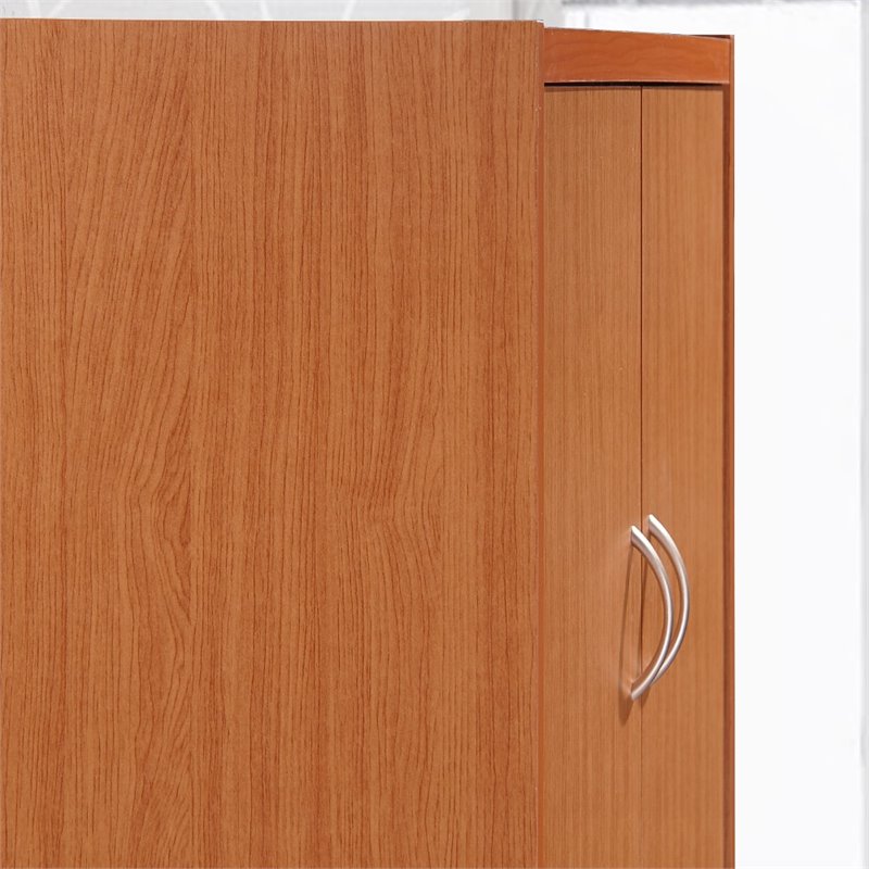 Pemberly Row 4-Door and 4-Shelf Contemporary Wood Kitchen Pantry in Cherry