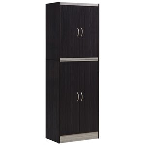 Pemberly Row 4 Door Kitchen Pantry with 4 Shelves in Chocolate Gray