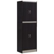 Pemberly Row 4 Door Kitchen Pantry with 4 Shelves in Chocolate Gray