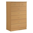 Pemberly Row Contemporary 7 Spacious Drawer Wood Chest in Beech Beige