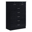 Pemberly Row Contemporary Wood 7 Spacious Drawers Chest in Black
