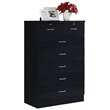 Pemberly Row Contemporary Wood 7 Spacious Drawers Chest in Black