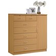 Pemberly Row Contemporary Wood 7 Drawers Chest with 2 Locking Drawers in Maple