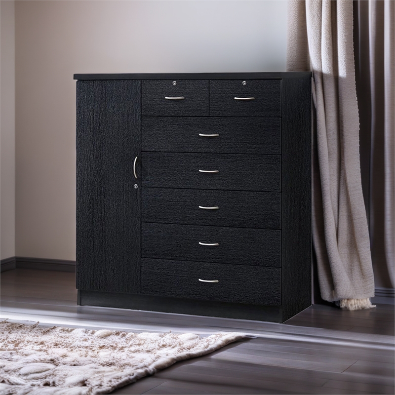 Pemberley Row Wood Black Chest Rectangular Adjustable Shelves 48.6