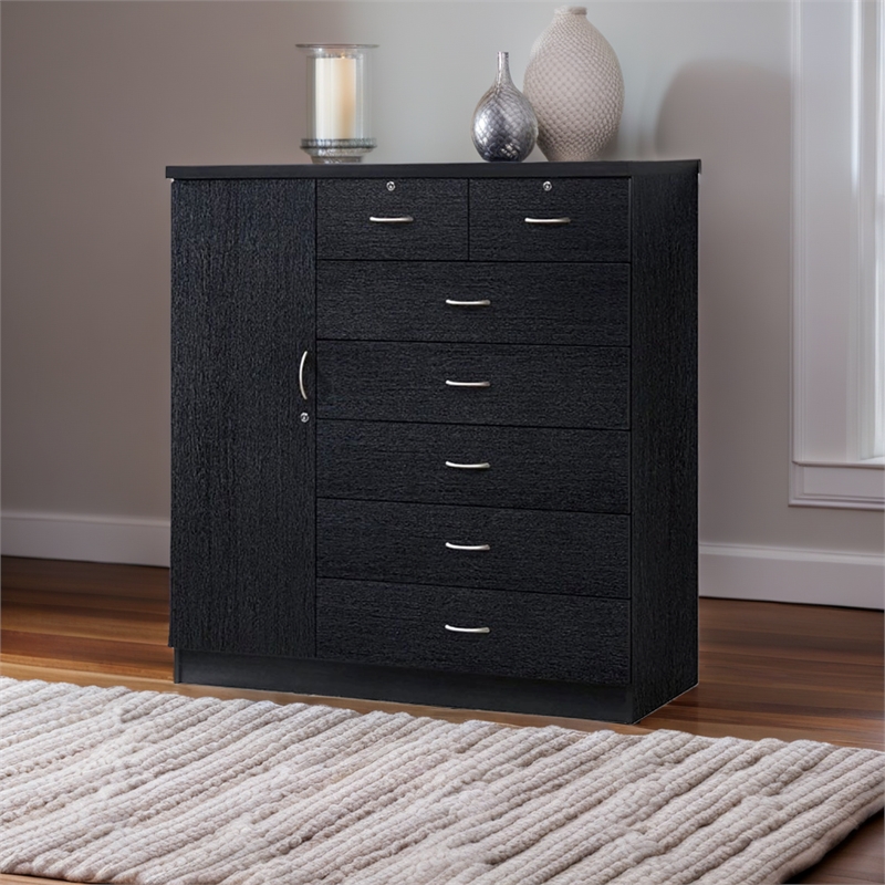 Pemberley Row Wood Black Chest Rectangular Adjustable Shelves 48.6