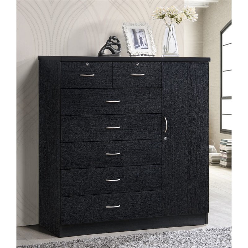 Pemberley Row Wood Black Chest Rectangular Adjustable Shelves 48.6