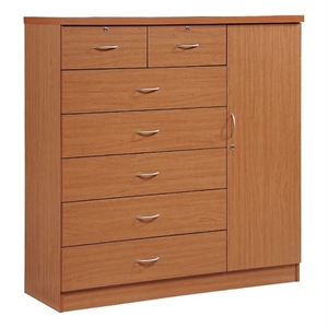 Pemberly Row Contemporary Wood 7 Drawers Chest with 2 Locking Drawers in Cherry