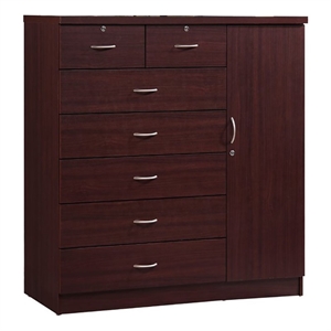 Pemberly Row Contemporary 7 Drawer Wood Chest with 2 Locking Drawers in Mahogany