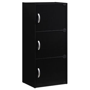 Pemberly Row 3 Shelf 3 Door Bookcase in Black