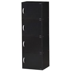 Pemberly Row 4 Shelf 4 Door Bookcase in Black