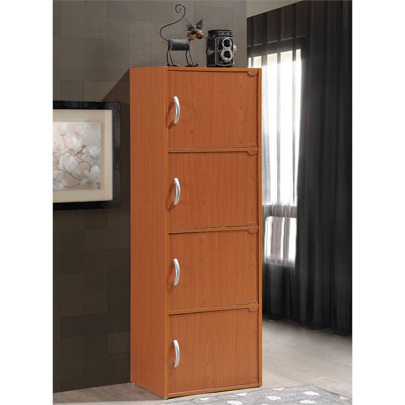 Pemberly Row 4 Shelf 4 Door Bookcase in Cherry