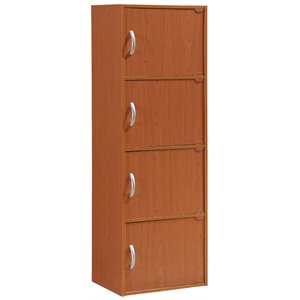 Pemberly Row 4 Shelf 4 Door Bookcase in Cherry