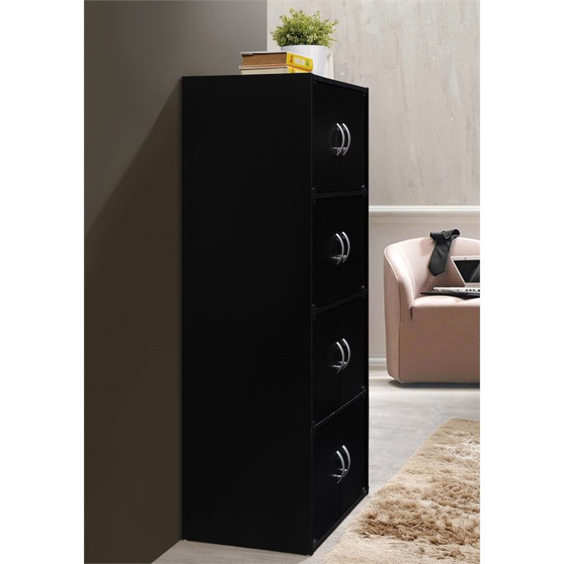 Pemberly Row 4 Shelf 8 Door Bookcase in Black